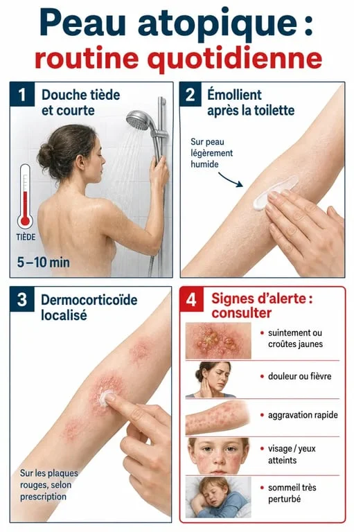 Traitement de l’eczéma : routine quotidienne d’hydratation et d’application locale