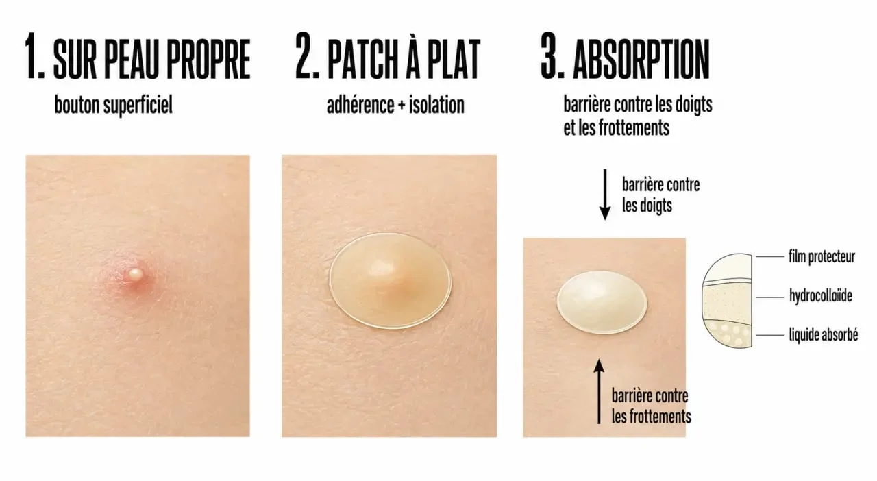 Patch anti-boutons : schéma du fonctionnement d’un patch anti-boutons sur un bouton à tête blanche